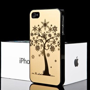簡約時尚中國龍搖錢樹iPhone4電鍍金屬浮雕手機殼蘋果5S保護套工廠,批發,進口,代購