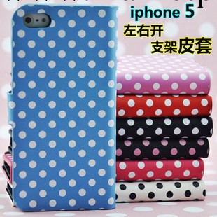 蘋果iPhone5S 波點皮套 左右開翻皮套 蘋果5代皮套 圓點手機套工廠,批發,進口,代購