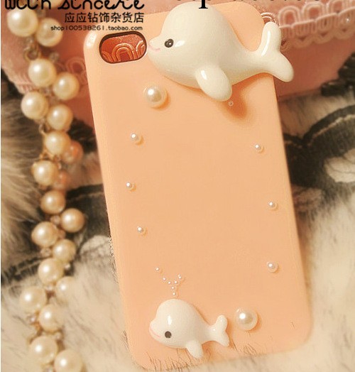 新款 蘋果4手機殼 iphone4s保護套 蘋果5手機套水鉆貼 鯨魚小海豚工廠,批發,進口,代購