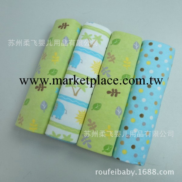 76cmX76cm 4條裝 嬰兒全棉法蘭絨毯 綠色大像猴子 PVC包裝工廠,批發,進口,代購