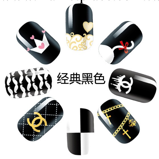 指甲油美甲貼紙貼花 全貼14貼 K系列 經典黑色系列工廠,批發,進口,代購