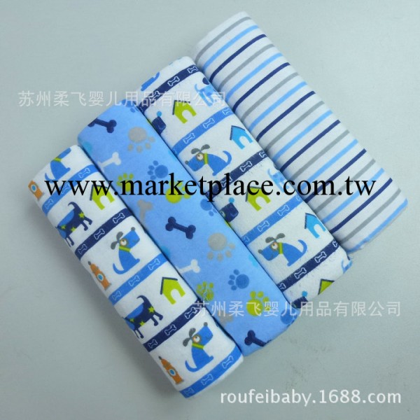 76cmX76cm 4條裝 嬰兒全棉法蘭絨毯  外貿嬰兒毯  藍色小狗工廠,批發,進口,代購