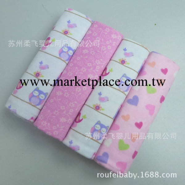 76cmX76cm 4條裝 嬰兒全棉法蘭絨毯 粉色小鳥 PVC包裝工廠,批發,進口,代購