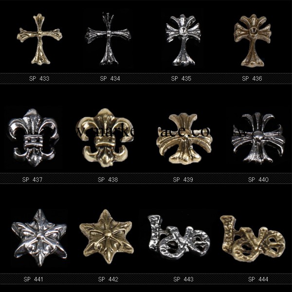 新款克羅心 金屬飾品 合金飾品 仿古系列鉚釘十字架 美甲飾品批發工廠,批發,進口,代購