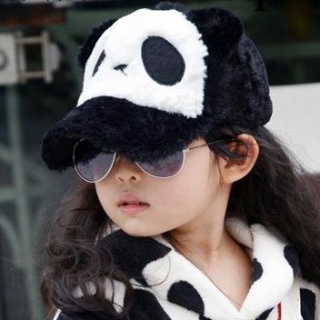 熊貓 韓版毛絨棒球帽 冬季兒童鴨舌帽 冬天寶寶童帽批發（4色）批發・進口・工廠・代買・代購