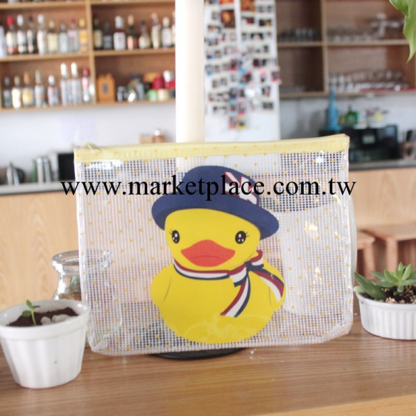 韓國文具 皇冠小黃鴨網格袋A4/文件袋/文件夾/資料袋4046工廠,批發,進口,代購