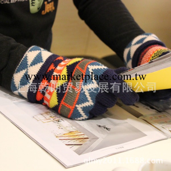 韓版男士三角加厚手套 冬季加厚保暖手套 五指手套 毛線分指手套批發・進口・工廠・代買・代購