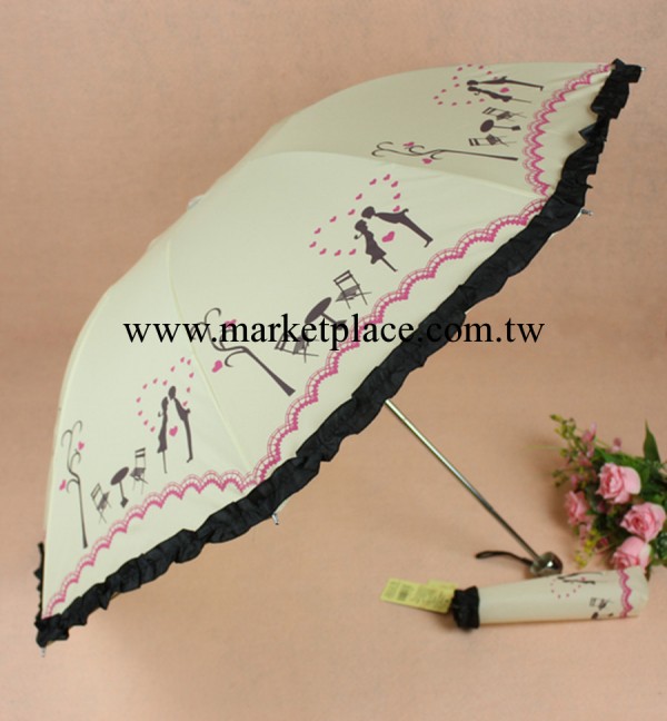 韓版時尚卡通美女雨傘可愛晴雨傘 三折太陽傘 折疊傘批發YS-210工廠,批發,進口,代購
