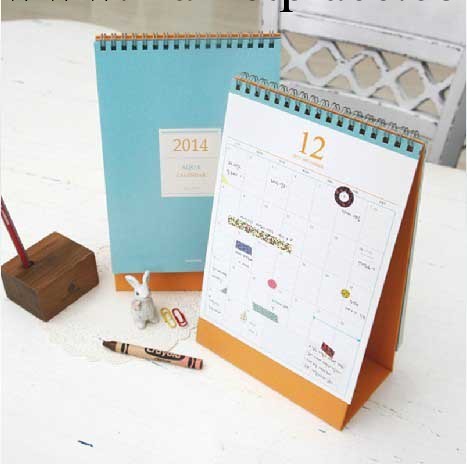 韓國文具 wannathis 2014年記事臺歷大格子計劃日歷 AQUA藍色工廠,批發,進口,代購