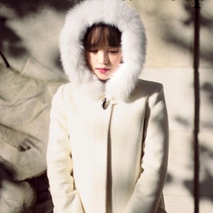 2014春秋冬季新款日系白色大毛領毛呢外套冬裝呢女裝外套工廠,批發,進口,代購