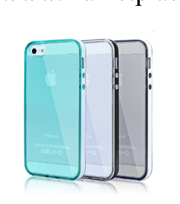 iphone5S手機殼 蘋果5代保護套光面透明雙色TPU 可拆邊框軟套批發工廠,批發,進口,代購