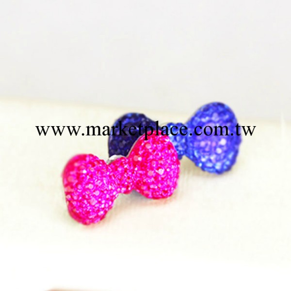 YG130 韓國水晶蝴蝶結 耳機塞 蘋果 iPhone 4 耳機防塵塞工廠,批發,進口,代購