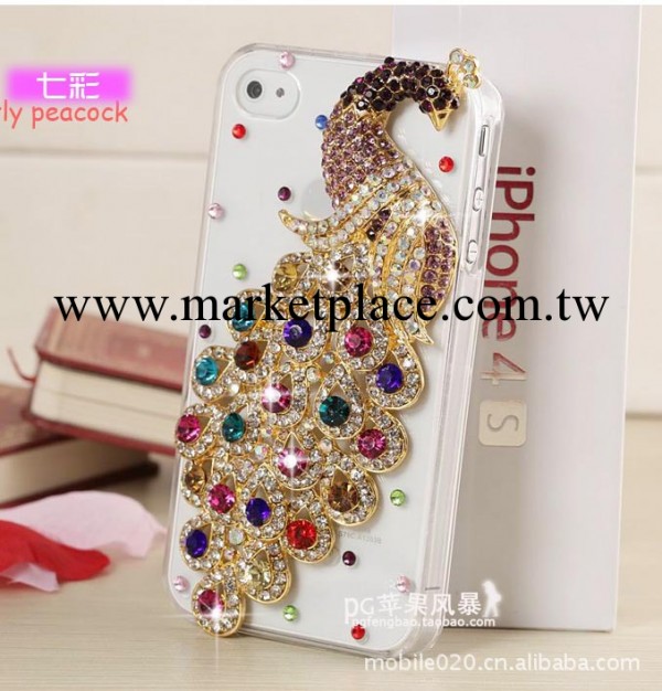 【全網價格最低】廠傢批發孔雀iphone5手機殼水鉆 蘋果5代 保護套工廠,批發,進口,代購