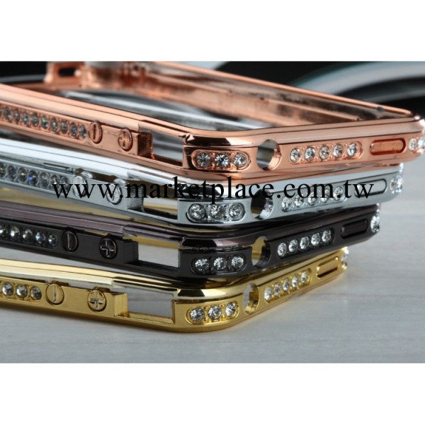 iphone5水鉆邊框 外貿首選4S/5S金屬帶鉆 鑲鉆手機殼 鉆石邊框殼工廠,批發,進口,代購