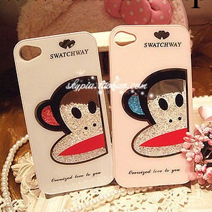 新款蘋果4手機殼大嘴巴猴子iphone4s保護套水鉆iphone5手機套滿鉆工廠,批發,進口,代購
