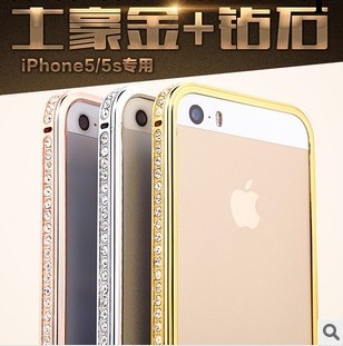 土豪金手機殼鑲鉆金屬邊框iphone5S邊框蘋果5iphone5s新款手機殼工廠,批發,進口,代購