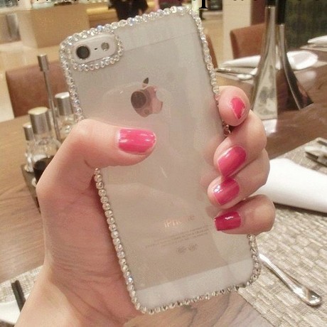 最新iPhone5升級版鑲鉆邊框 手機殼 蘋果4代 貼鉆石水鉆塑料邊框工廠,批發,進口,代購