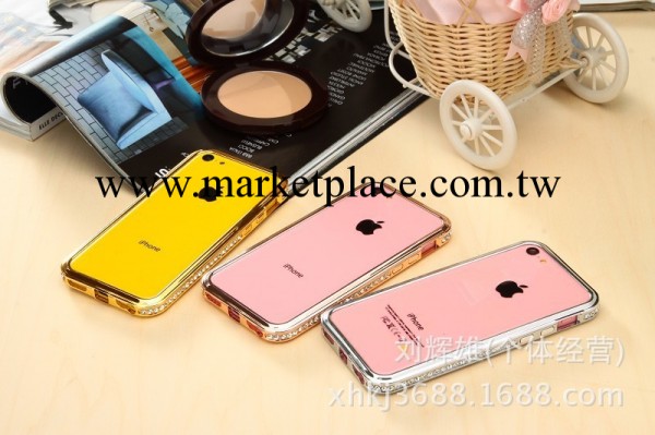 Iphone鑲鉆金屬邊框 iphone5 crossline 邊框手機殼 蘋果金屬殼套工廠,批發,進口,代購