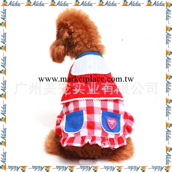 批發 寵物用品 貓狗衣服 2012寵物服裝/美國寶貝連衣裙紅色1件起工廠,批發,進口,代購
