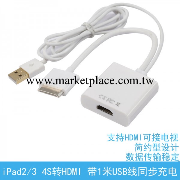 ipad to hdmi  ipad轉hdmi  30pin to hdmi 帶USB線同步充電工廠,批發,進口,代購