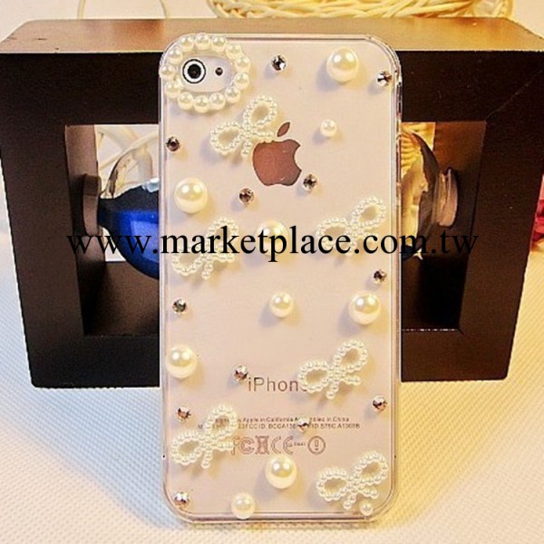 蘋果手機殼批發 iphone4手機套 iphone5保護套 水鉆殼 DIY 蝴蝶結工廠,批發,進口,代購