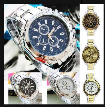 供應時尚男士鋼帶表 三眼六針石英手錶 專業手錶批發 禮品表精選批發・進口・工廠・代買・代購