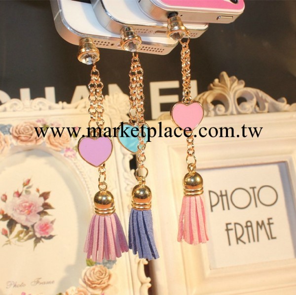 滴油愛心吊流蘇皮革防塵塞 吊墜鉆石防塵塞 iphone 5S 耳機孔塞工廠,批發,進口,代購