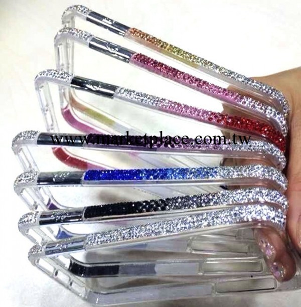 高檔蘋果iphone4/4s水鉆邊框 鑲鉆手機殼 5/5s糖果色漸變鉆石邊框工廠,批發,進口,代購