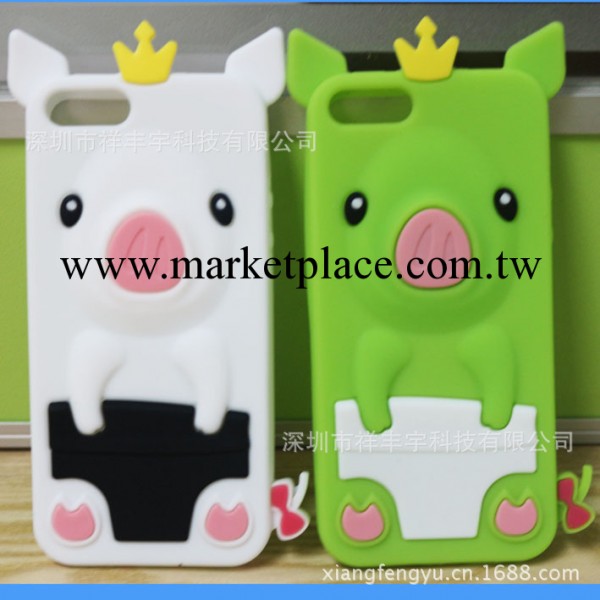 直銷iphone5皇冠豬保護套蘋果5手機殼批發矽膠手機外殼手機軟膠殼工廠,批發,進口,代購
