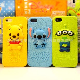 小熊維尼 三眼仔 史迪仔 iphone4/S 5手機殼 蘋果5立體矽膠保護套工廠,批發,進口,代購