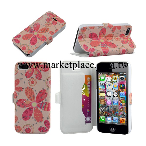 蘋果手機皮套 蘋果iphone5花皮套 iPhone個性鑲鉆小花保護套工廠,批發,進口,代購