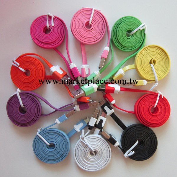 彩色三星面條數據線 iphone5數據線V8手機數據線批發  蘋果數據線工廠,批發,進口,代購