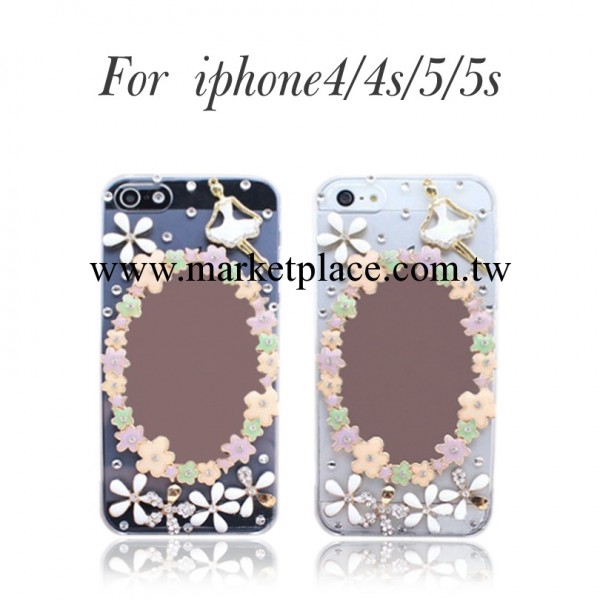 韓版蘋果5/5s可愛鏡子手機殼透明殼 iphone4/4s水鉆手機保護套工廠,批發,進口,代購
