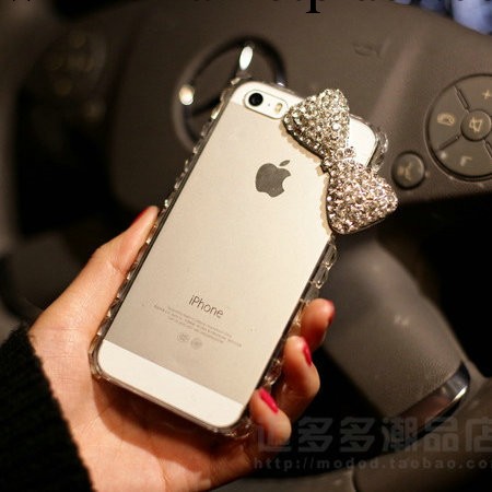 最新款 蘋果手機殼 邊框iphone5s 4s 外殼 滿鉆蝴蝶結 貼鉆 寶石工廠,批發,進口,代購
