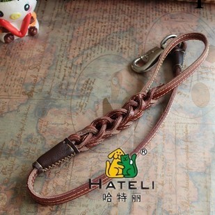 深棕色大中型犬寵物用品特牢加厚加長牛皮真皮狗繩牽引繩牽引帶工廠,批發,進口,代購
