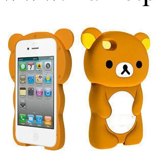 批發蘋果iphone4 4s手機殼 輕松熊 可愛手機保護矽膠軟外殼保護套工廠,批發,進口,代購