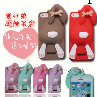 批發限量版Moschino爆牙兔iphone5S矽膠套 趴趴兔子蘋果四手機殼工廠,批發,進口,代購