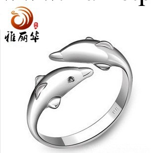 銀飾 925純銀可愛小海豚戒指 女款 生日禮物 無定飛環開口指環批發・進口・工廠・代買・代購