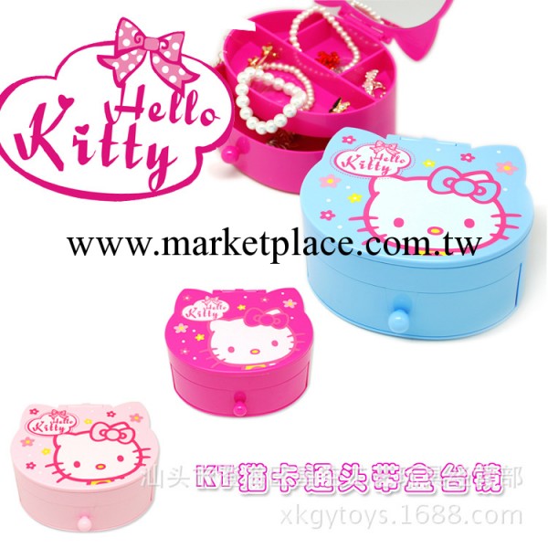 日本正版hello kitty凱蒂貓KT貓卡通頭飾品盒臺鏡 超萌創意禮品工廠,批發,進口,代購