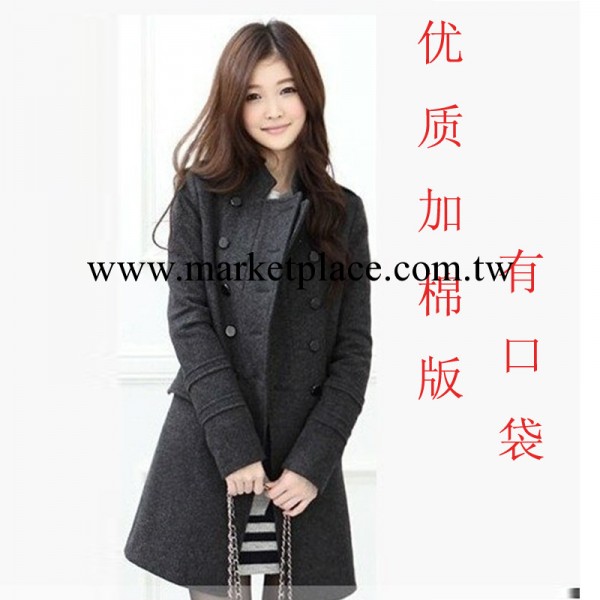 秋裝新款外套女式風衣韓版雙排扣修身中長款毛呢大衣批發工廠,批發,進口,代購