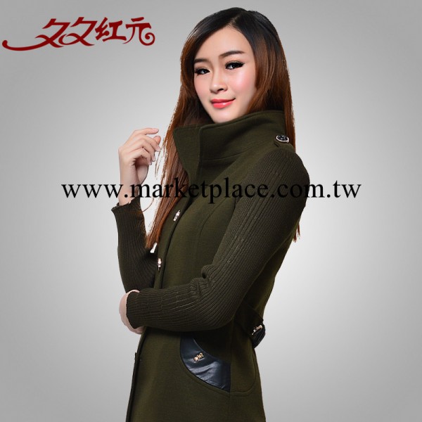 2014春裝新款女式外套 韓版修身拼接大碼風衣大衣 品牌外套女工廠,批發,進口,代購