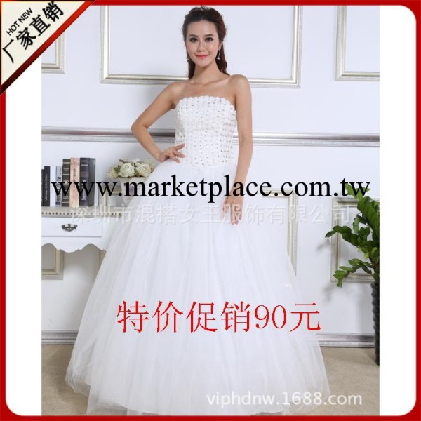 特價婚紗 浪漫玫瑰立體花型抹胸齊地白紗 婚紗批發廠傢 婚紗廠傢工廠,批發,進口,代購