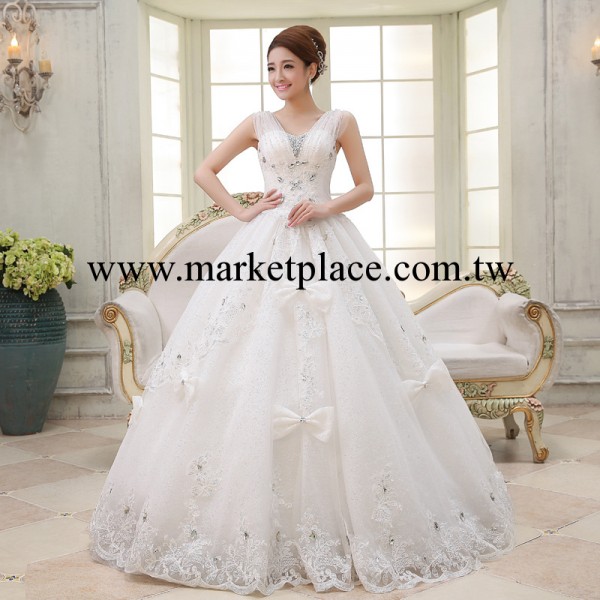 婚紗禮服 2013新款高檔鑲鉆雙肩齊地婚紗蕾絲婚紗新娘結婚紗工廠,批發,進口,代購