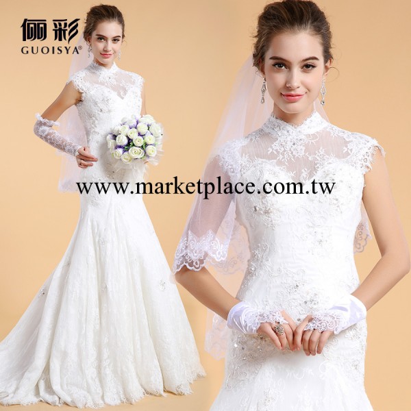 儷彩 2013新款齊地樂悠悠婚紗定制 白色蕾絲拖尾釘珠婚慶禮服女工廠,批發,進口,代購