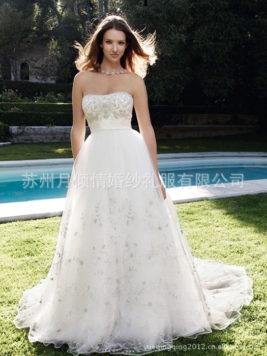 暢銷抹胸版網紗材質釘珠工藝外貿出口婚紗承接來圖來樣訂做工廠,批發,進口,代購
