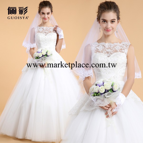 儷彩 2014最新款婚紗禮服公主裙 蕾絲新娘結婚大碼中腰大碼婚紗工廠,批發,進口,代購