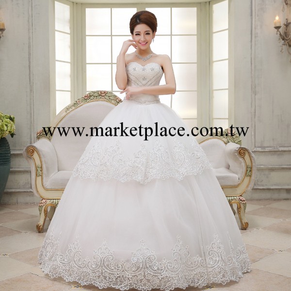 婚紗 2013新款新娘春季結婚婚紗禮服韓版抹胸齊地綁帶婚紗工廠,批發,進口,代購