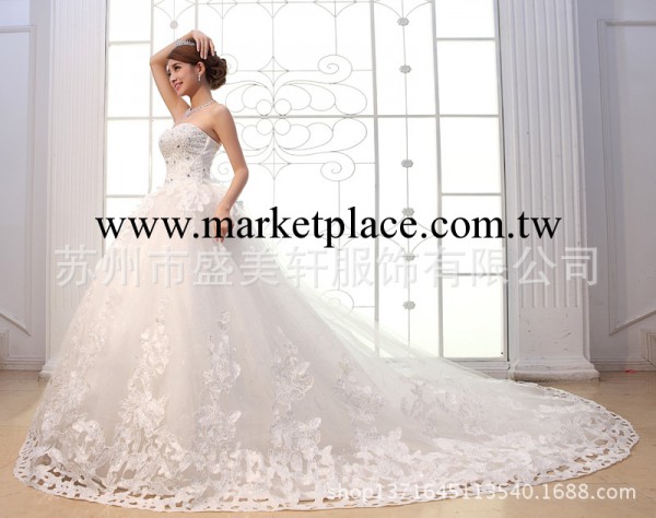 2013新款高檔新娘綁帶韓式抹胸婚紗禮服豪華大拖尾婚紗HS929工廠,批發,進口,代購