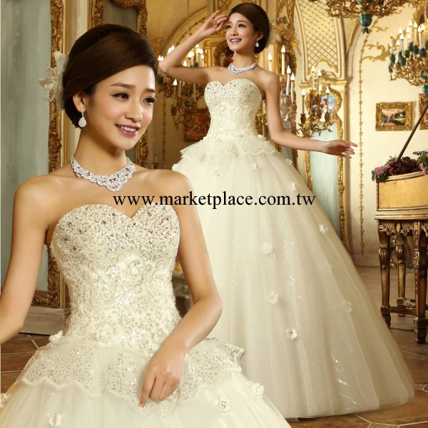 新款2013戶外簡約清新抹胸韓版顯瘦系帶婚紗禮服廠傢直供婚紗批發工廠,批發,進口,代購