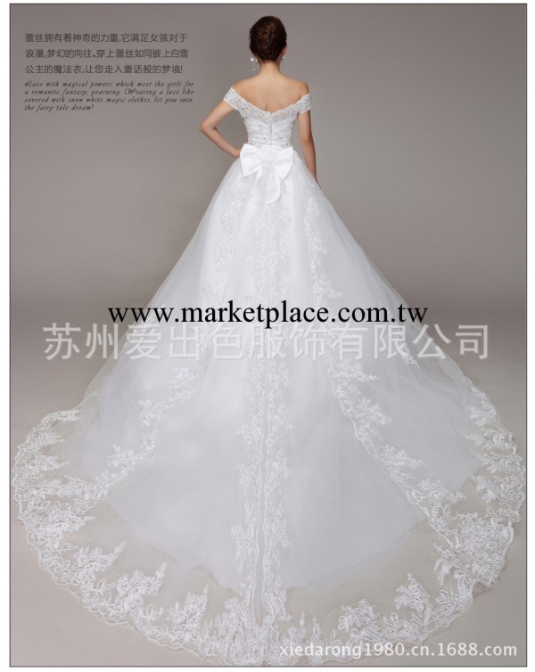 新款雙肩拖尾婚紗  新娘婚紗  廠傢直發  1件起批工廠,批發,進口,代購